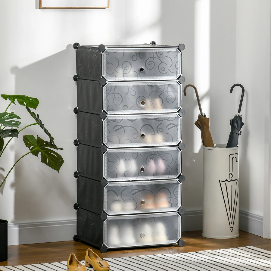 HOMCOM Schuhschrank mit Zubehör schwarz, transparent