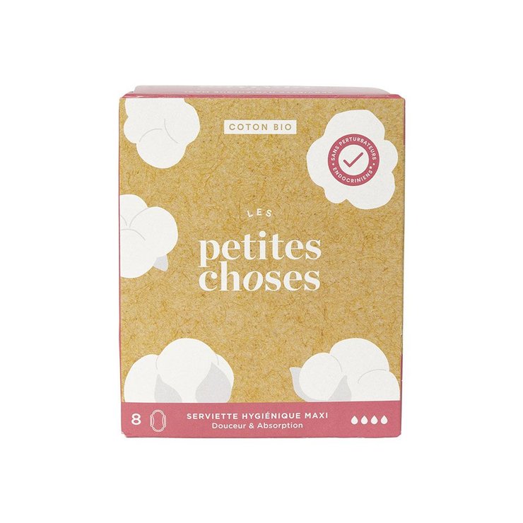 Serviettes Hygiéniques Extra Long Coton Bio Boîte de 8 Les Petites Choses