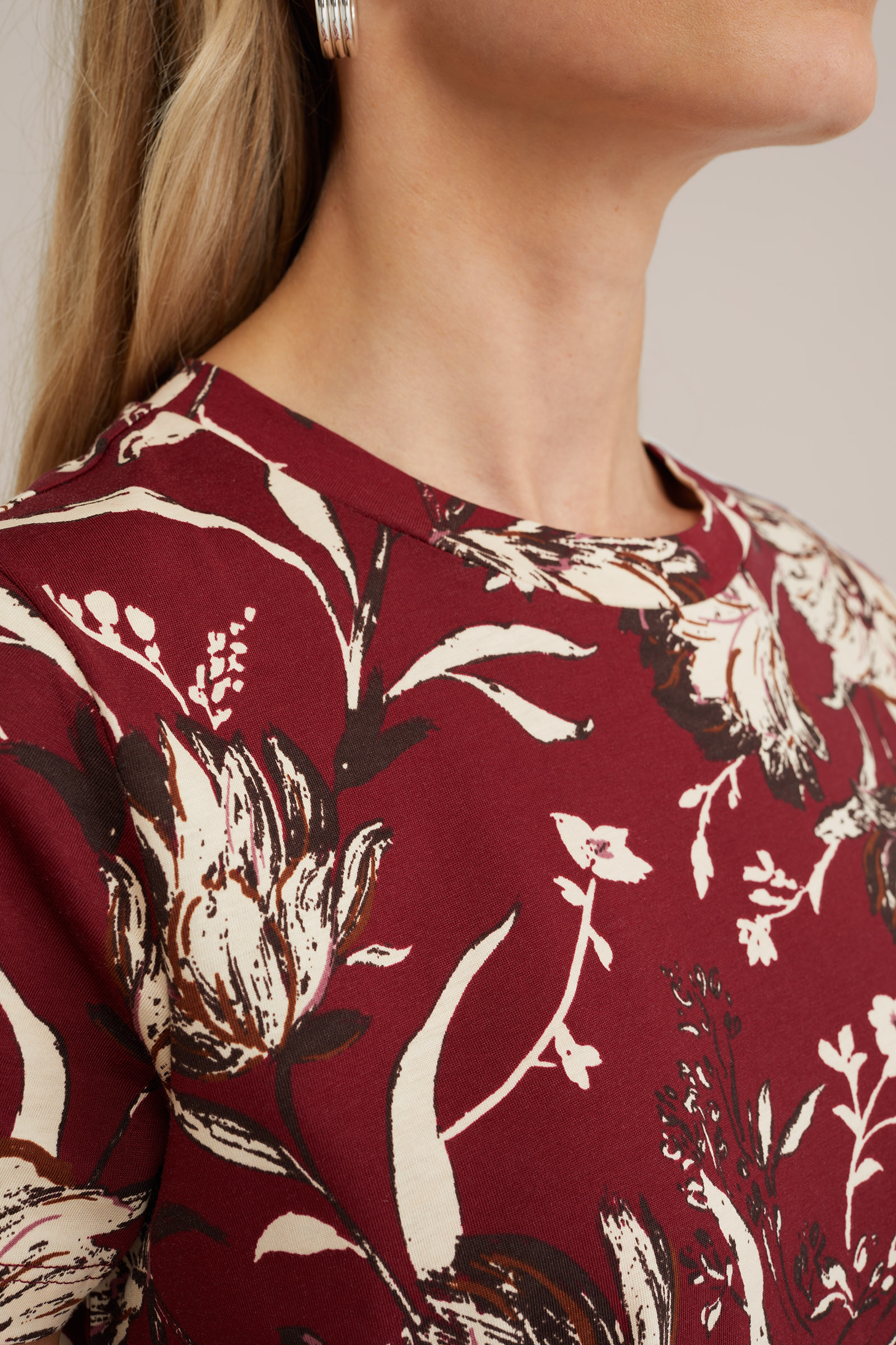 T-shirt met dessin WE Fashion Donkerrood