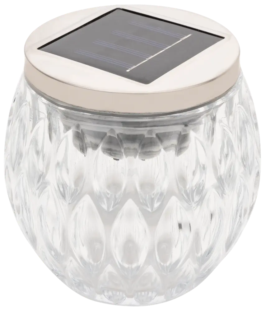 Solcellelampe glas H. 10 cm - assorteret