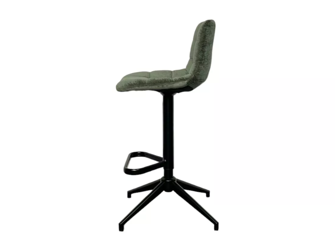 Tabouret de bar pivotant motif damier, velours vert (lot de 2) PALERME