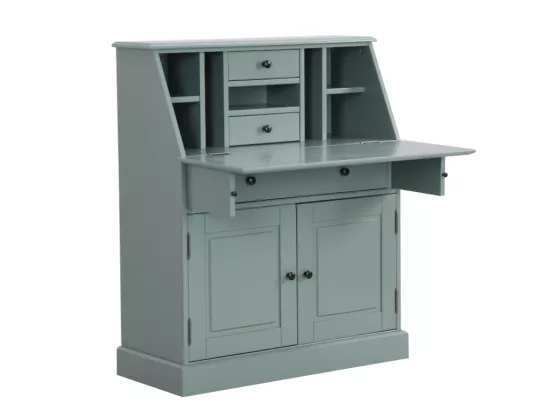 Secrétaire en pin et MDF - Coloris : Vert amande - CLEORE