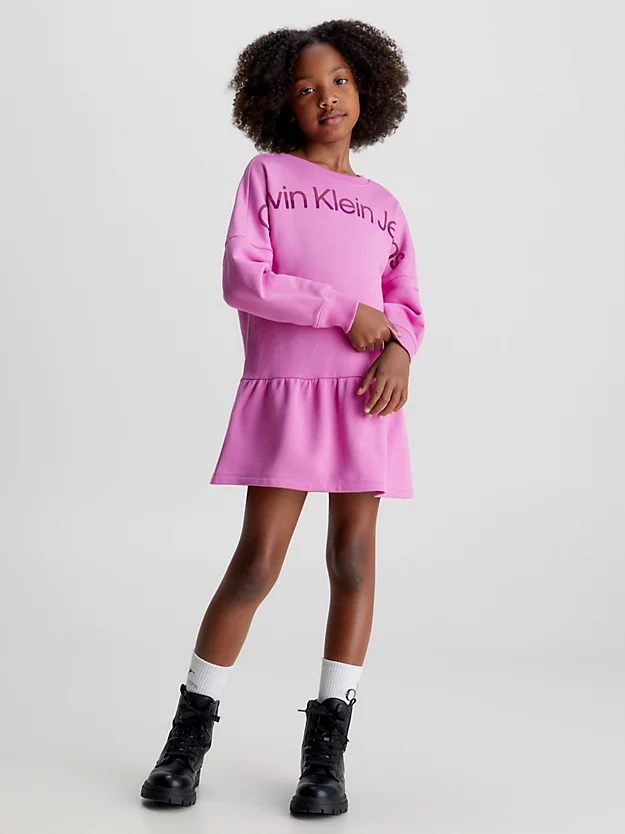 Vestido moletom evasê com logo