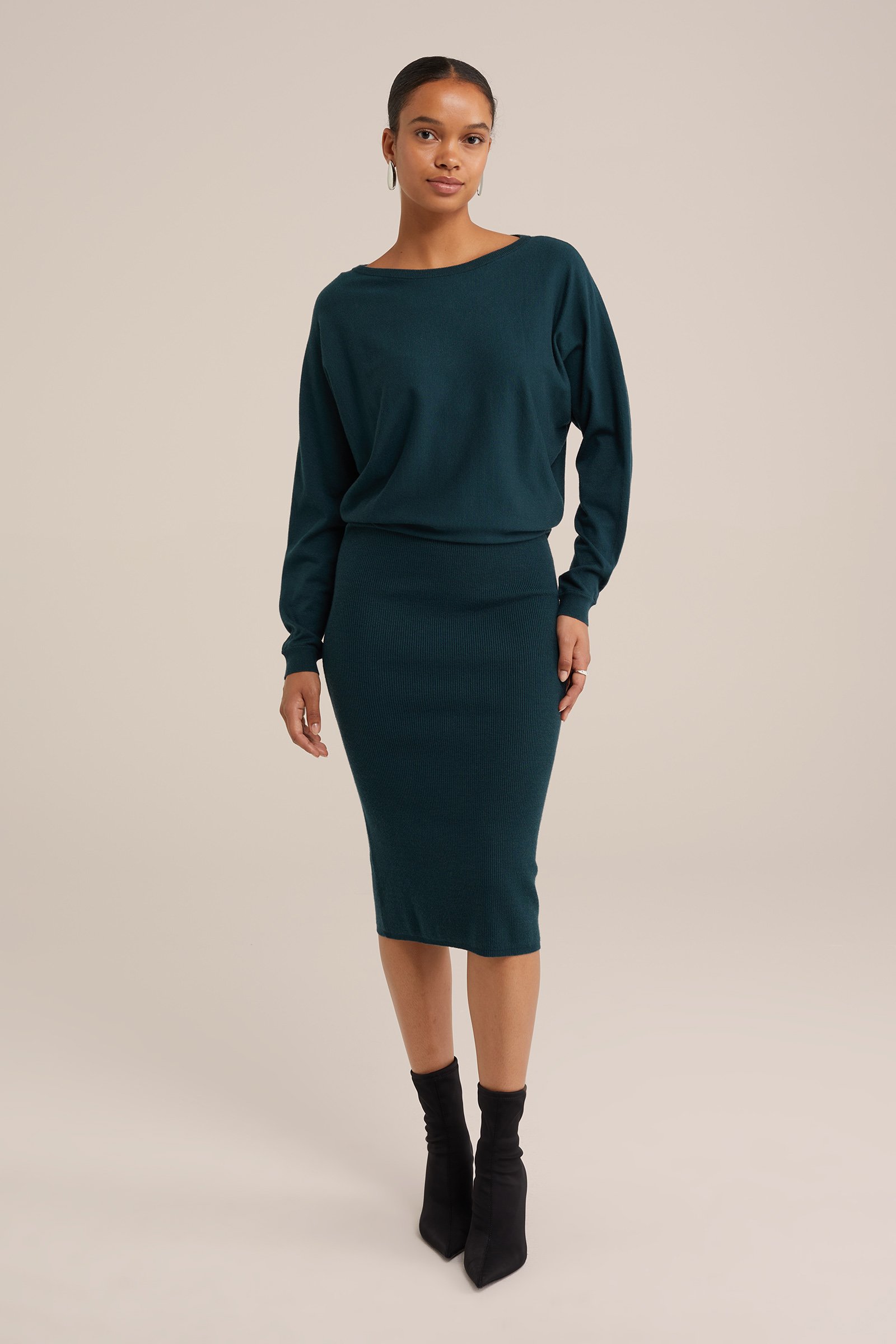 fijngebreide jurk WE Fashion Groenblauw
