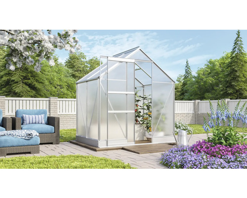Vitavia Apollo 2500 kas, 6 mm dubbelwandige polycarbonaat panelen, met fundering, 195x137 cm, aluminium