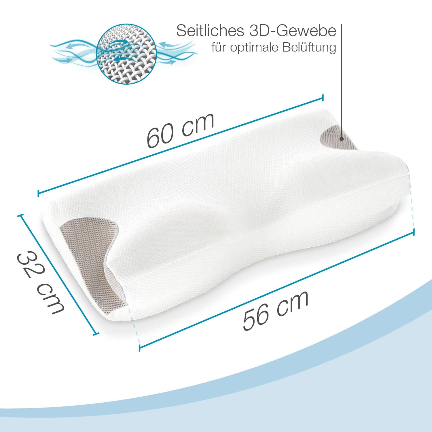 Bestschlaf Orthopädisches Nackenstützkissen Visco mit 3D-Abstandsgewebe inkl. Bezug