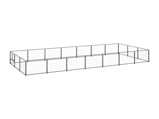 Chenil extérieur cage enclos noire 700 x 300 x 70 cm 02_0000509