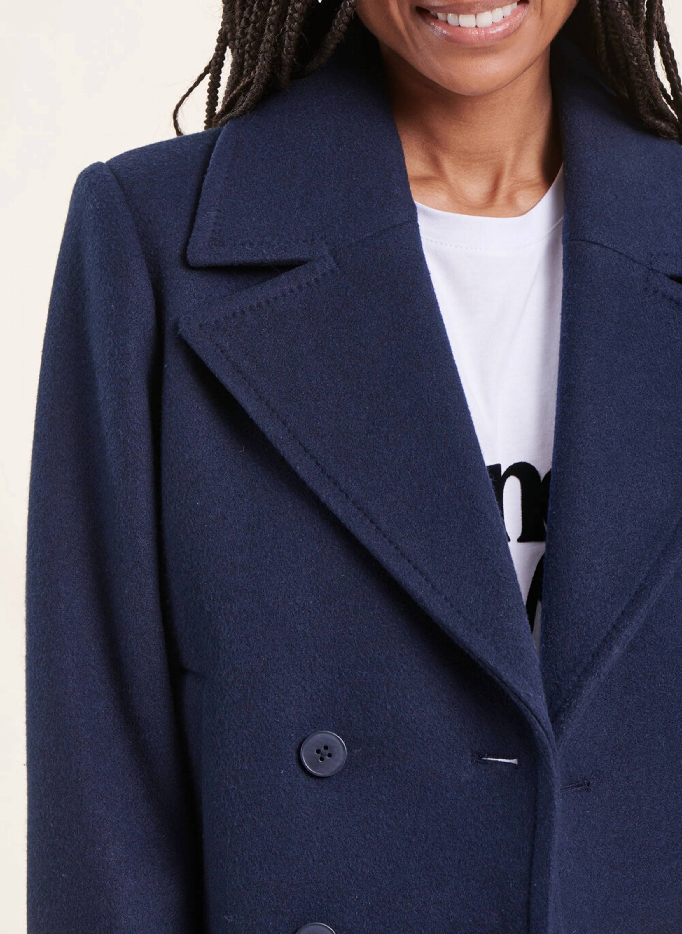 Manteau droit à col tailleur | Bleu