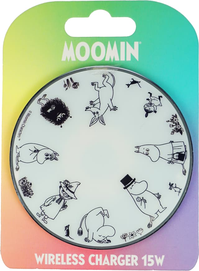 Moomin 15W trådløs oplader (sort/hvid)