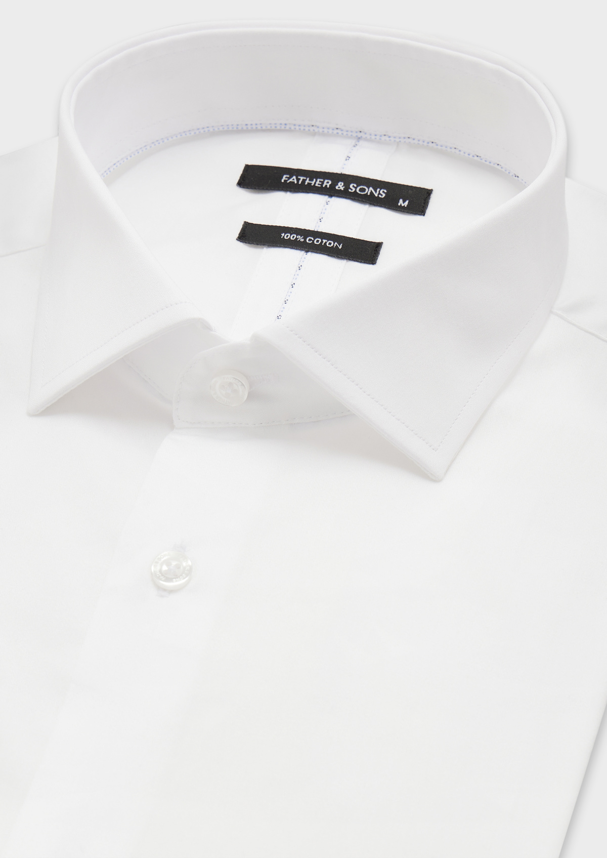 Chemise habillée Slim en satin de coton uni blanc