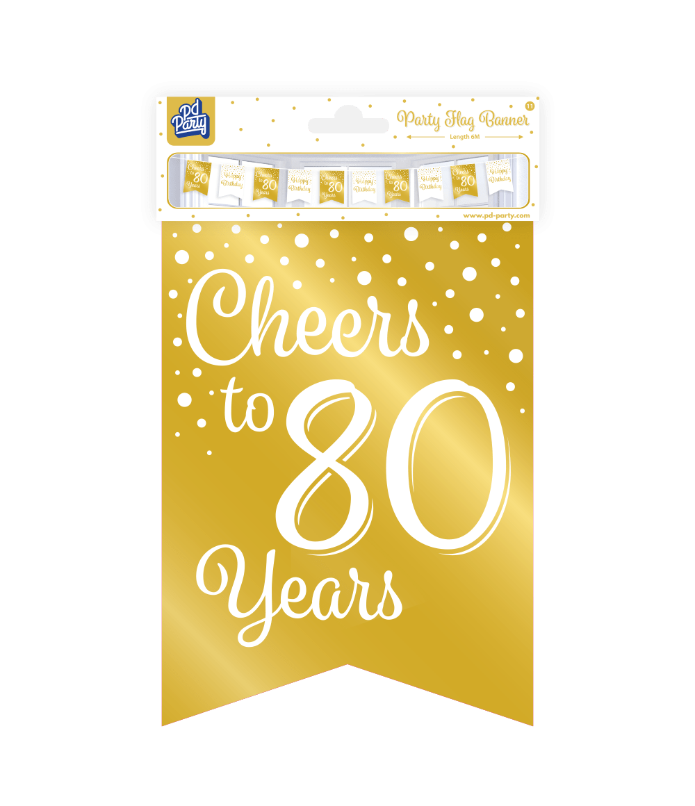 Banner 80 Jaar Goud Wit 6m