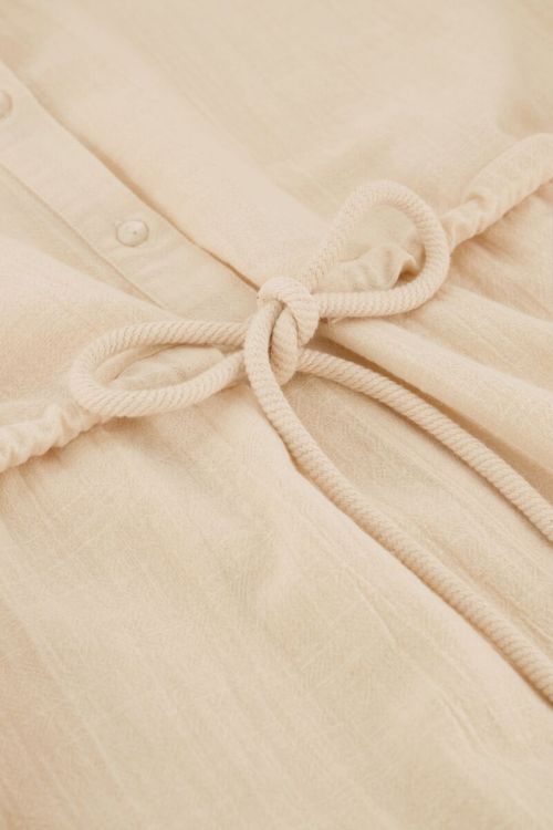 Beige linnen look playsuit met strikkoord