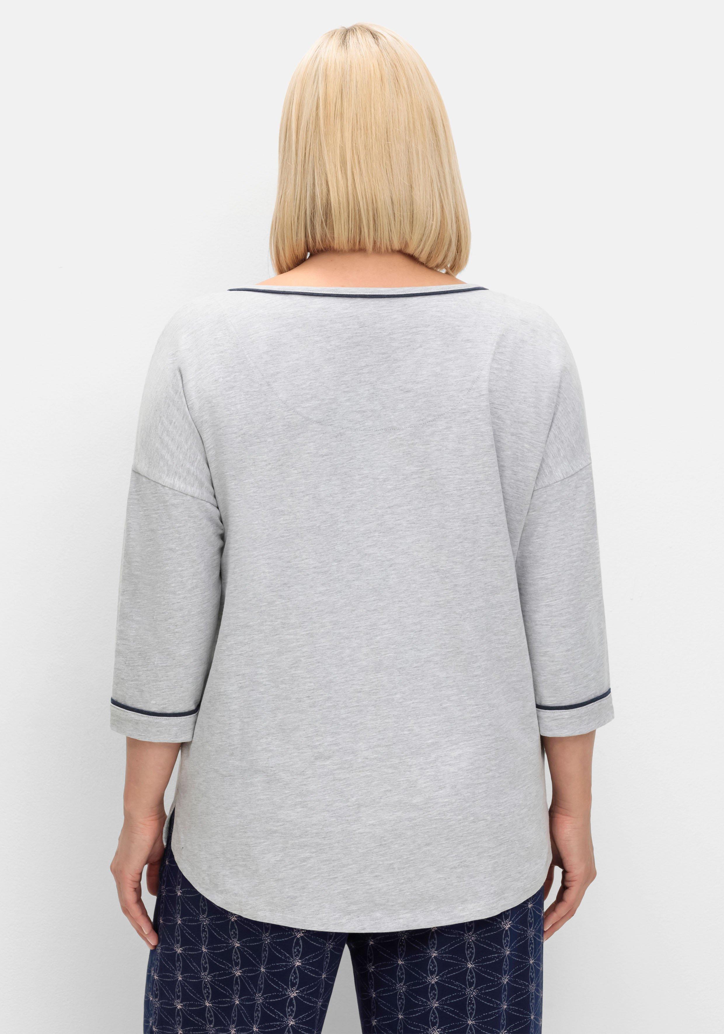 Schlafshirt mit Knopfleiste und 3/4-Ärmeln