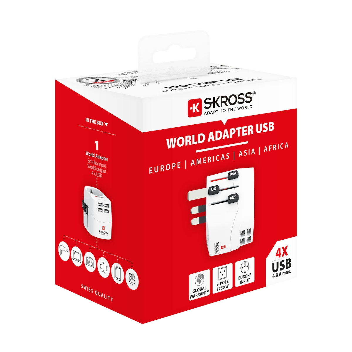 SKross PRO Light World USB 4xA reiseadapter 3310009