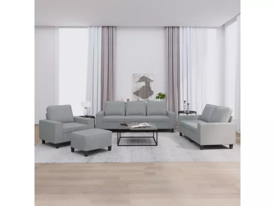 Ensemble de canapés 4 pièces gris clair tissu