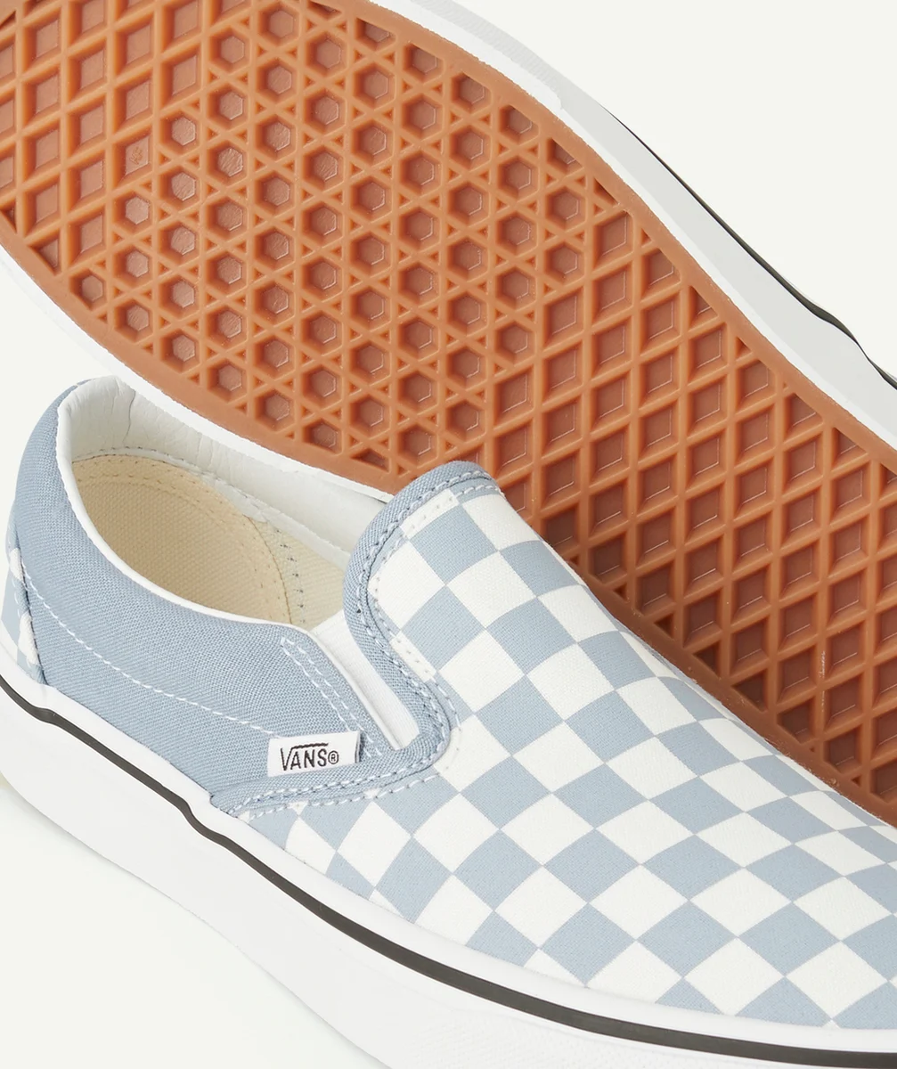 VANSchaussures classic slip-on ado imprimé checkerboard bleu ciel