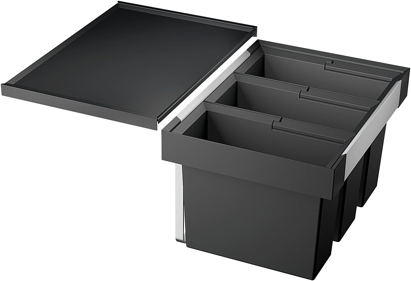 BLANCO FLEXON II 60/3 | Abfall Müllsystem | für 60 cm breite Unterschränke | System zum Einbau in Schubladen | Systemabdeckung | 3 x 15 Liter Eimer | Minimale Einbauhöhe: 355mm | [56,2x40x37,1 cm]