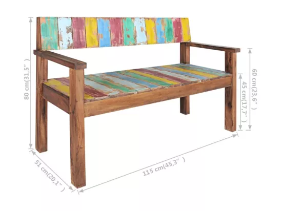 Banc 115 cm Bois de récupération massif