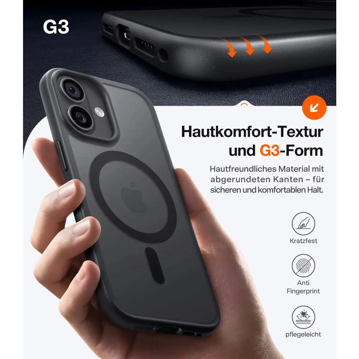iPhone 17 Guardian Magnetic Series Hybrid Hardcase Hülle mit TPU Bumper - Schwarz