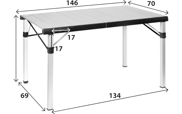 Brunner Quadra Compack 6 Rolltisch 146 x 70 cm