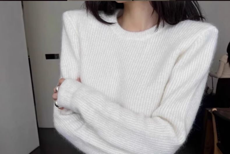 Shinsei - Effen cropped trui met ronde hals