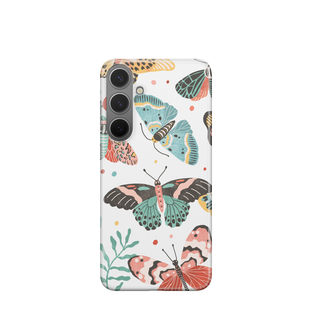Samsung Galaxy S24 Plus Gummi Hülle Schmetterlingsflug - Weiss