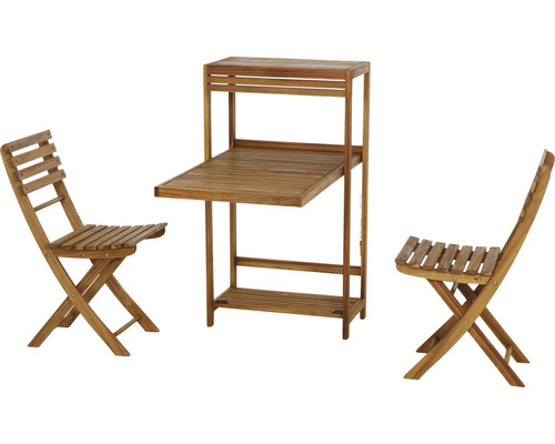 Siena Garden 2-zits balkonset bestaande uit: 2 stoelen, tafel, naturel hout