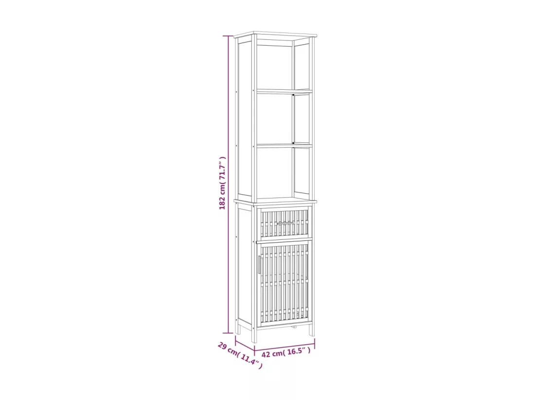 Armoire de salle de bain 42x29x182 cm Bois massif de noyer