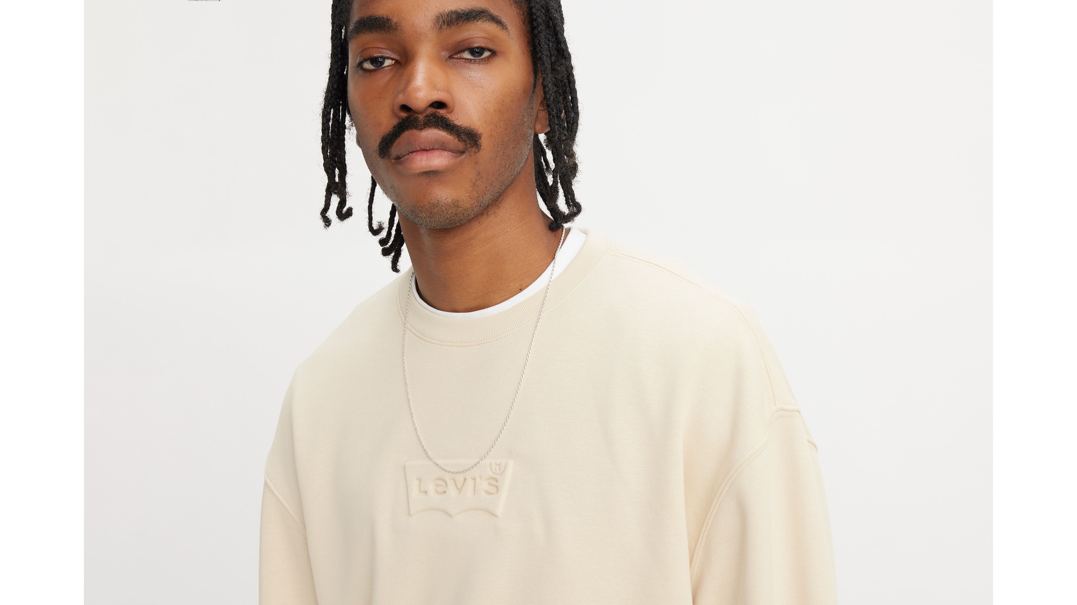 Sweat-shirt col rond graphique Relaxed - Batwing Crew Fog - Cream