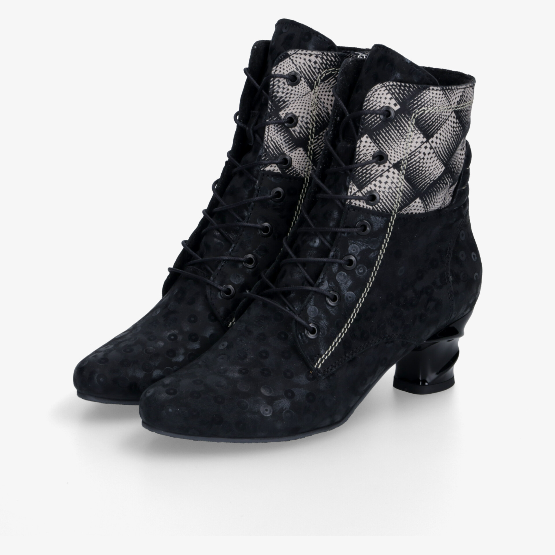 SIMEN Damen Schnürstiefeletten schwarz