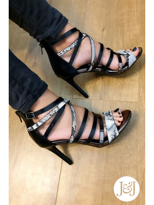 Sandales Python noires 'Ora'
