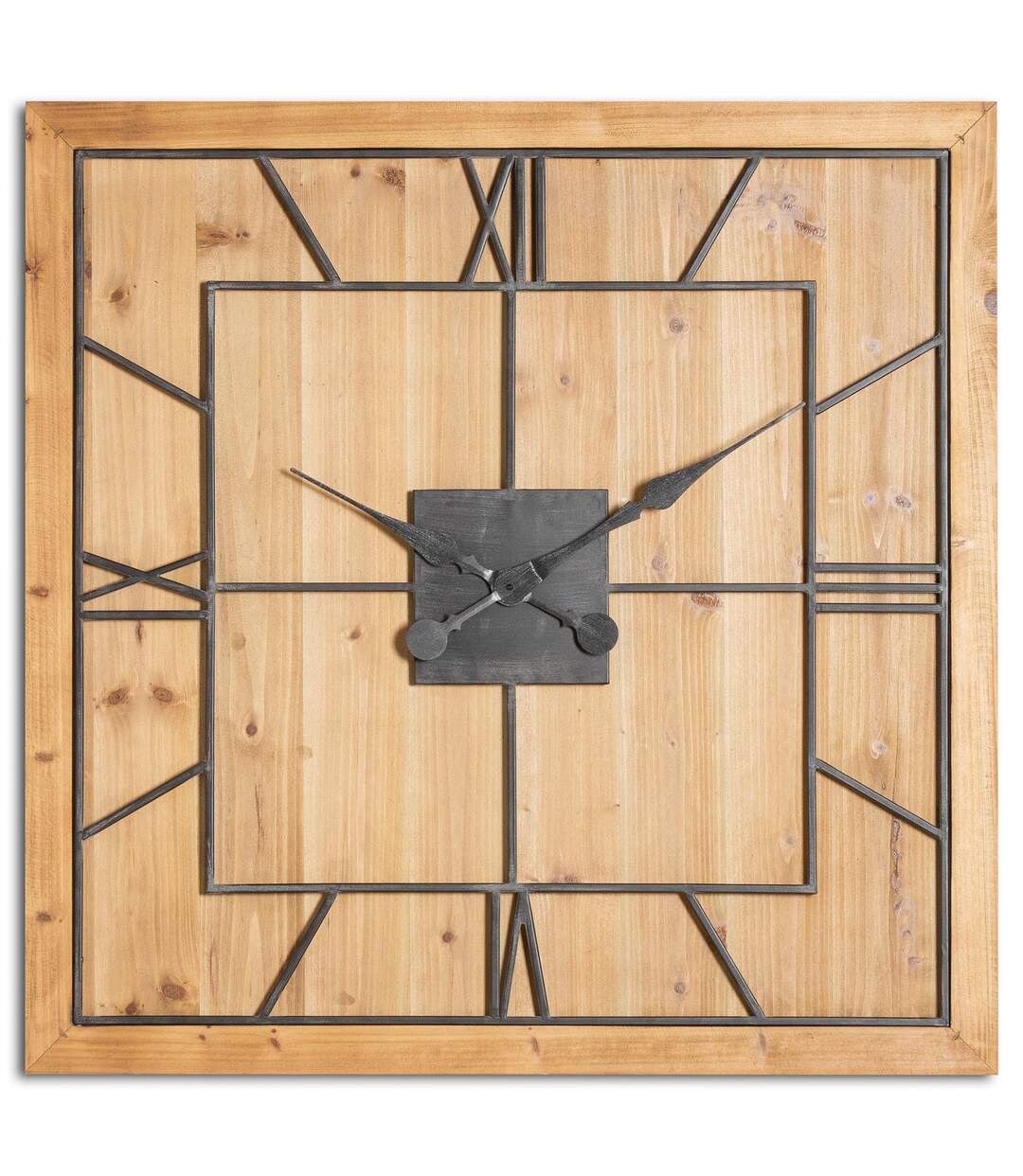 Hill Interiors - Horloge murale WILLISTON (Marron / Noir) (90 cm x 5 cm x 90 cm) - UTHI4203
