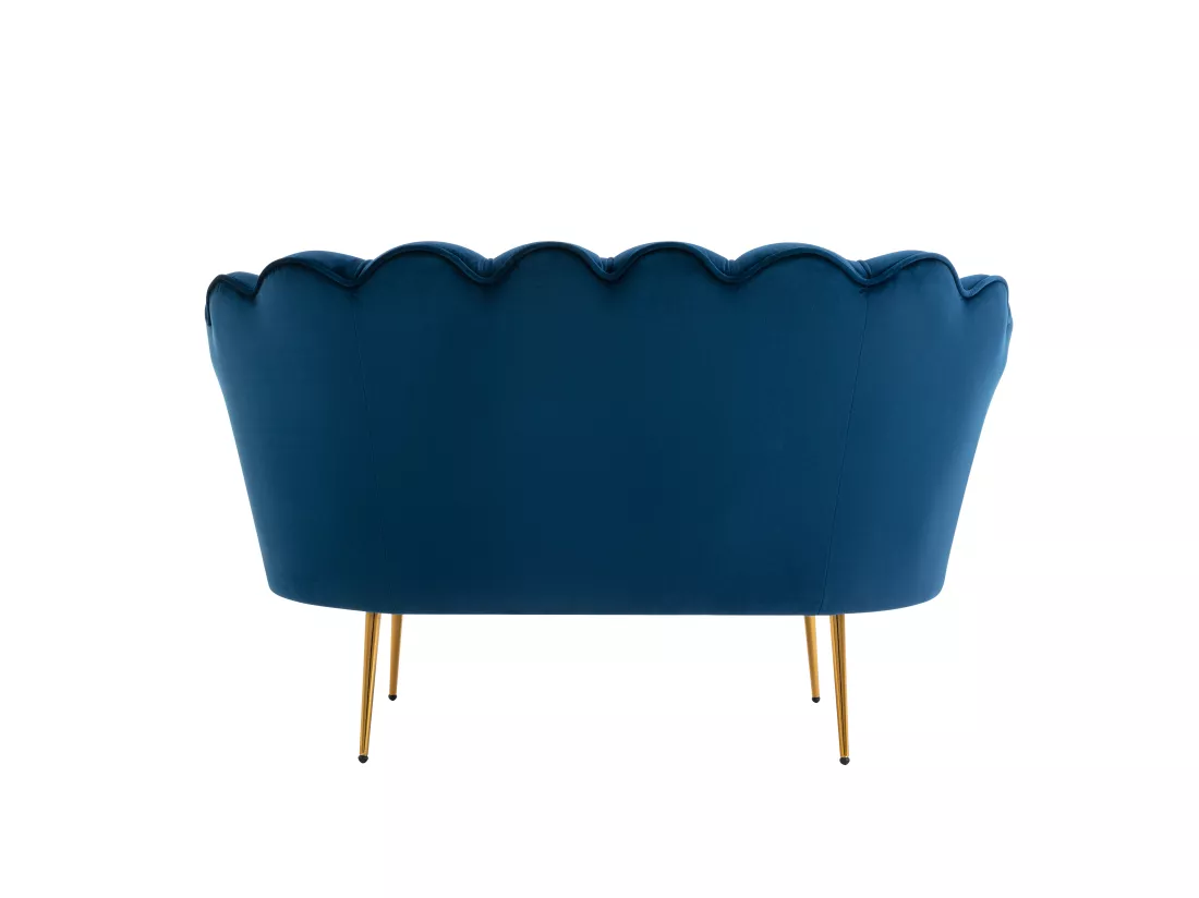 Canapé 2 places coquillage en velours bleu nuit DANDELION de Pascal Morabito