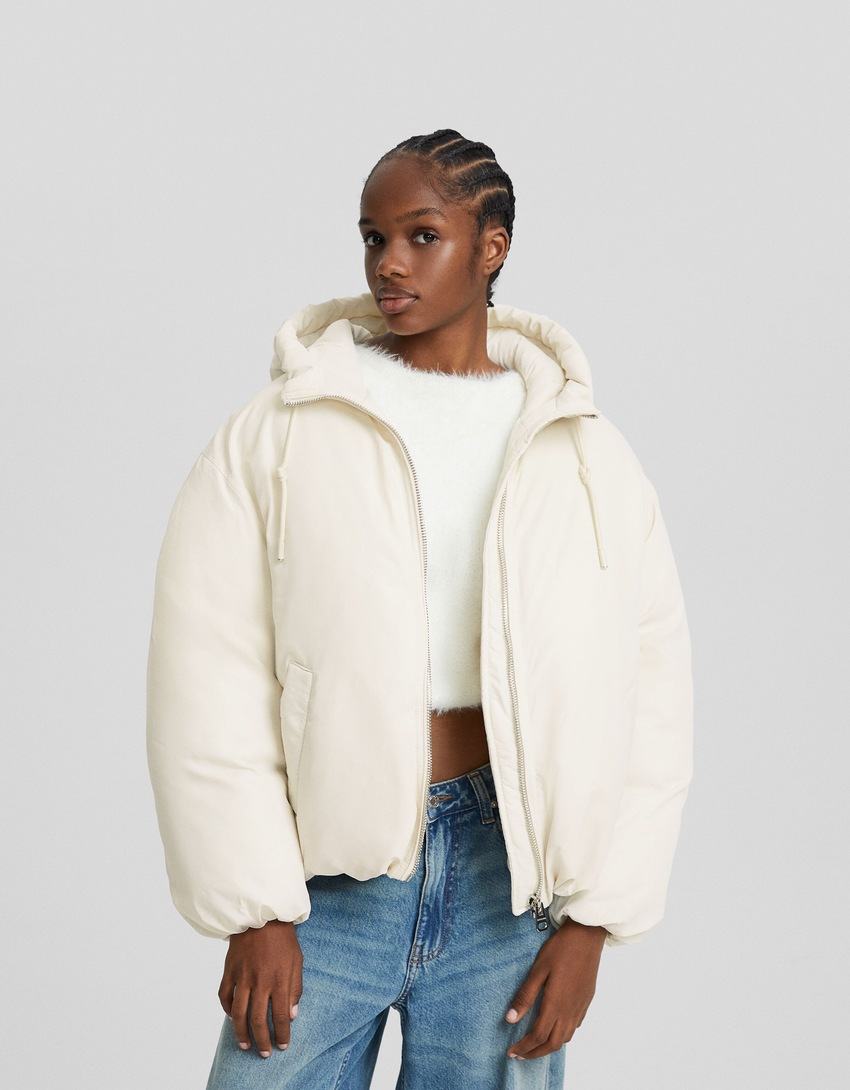 Jaqueta puffer com capuz