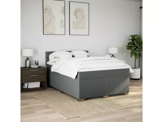 Sommier à lattes de lit avec matelas Gris foncé 160x200cm Tissu