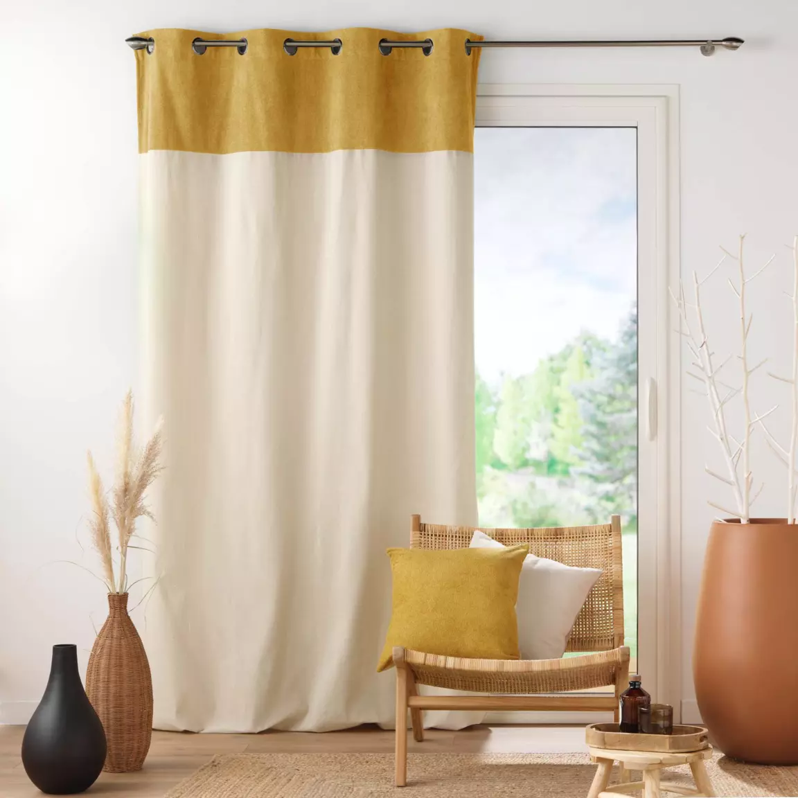 Rideau bouclette (140 x 240 cm) Tessa Jaune ocre
