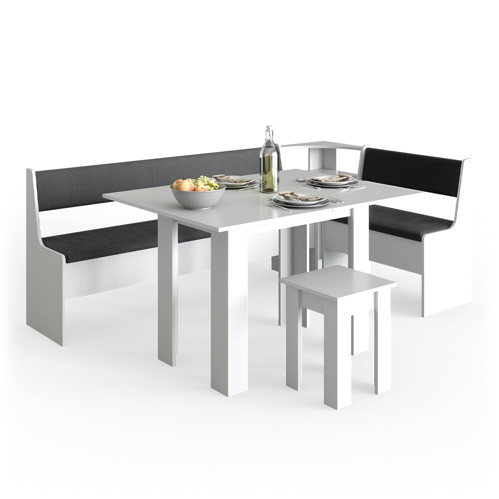 Vicco Eckbankgruppe Roman Weiß 210x120cm Esszimmergruppe Eckbank Sitzgruppe