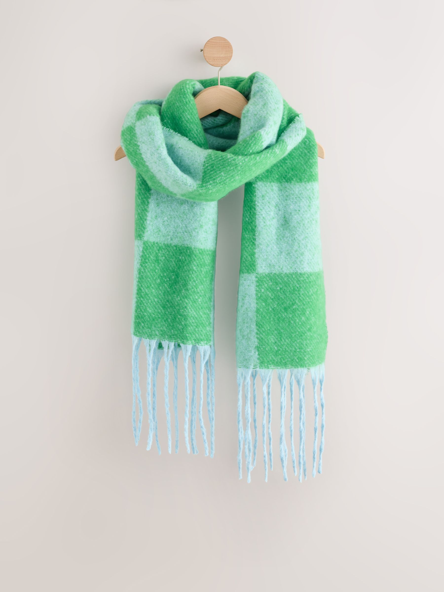 Eleanor Bowmer Blue and Green Check Scarf
