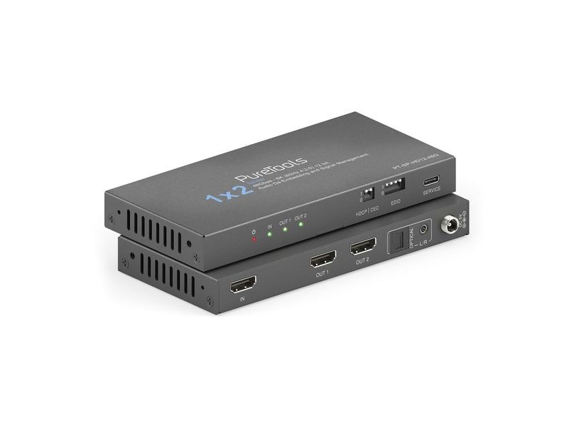 PureLink PureTools Splitter PT-SP-HD12-48G 1 x 2 HDMI 2.1 - PureTools - 1 x 2 HDMI2.1 Splitter - 48Gbps - 8K (60 Hz 4:2:0) 12 bit, Audio De-Embedding und Signal Management