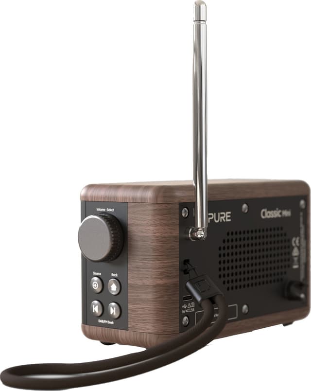 Pure Classic Mini bærbar digitalradio (kaffesort/valnød)