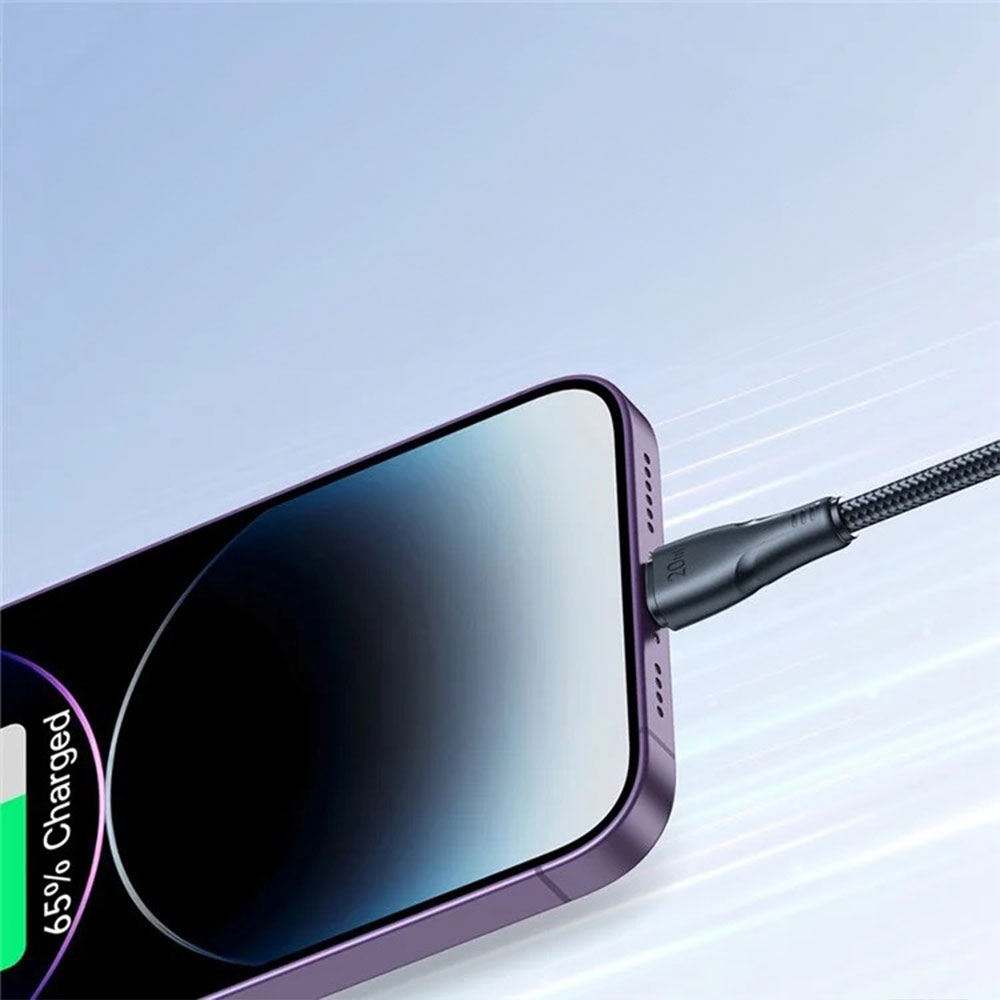 (25cm) 20W USB C auf Lightning Nylon Ladekabel Datenkabel Fast Charge - Schwarz