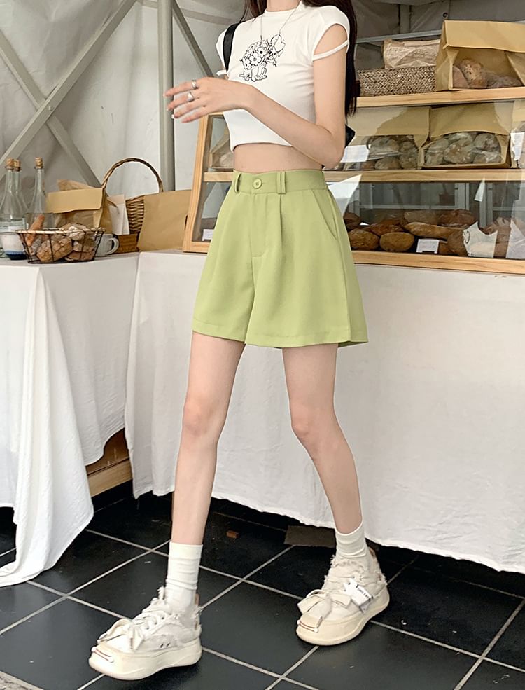 Soswift - Hoge taille effen shorts