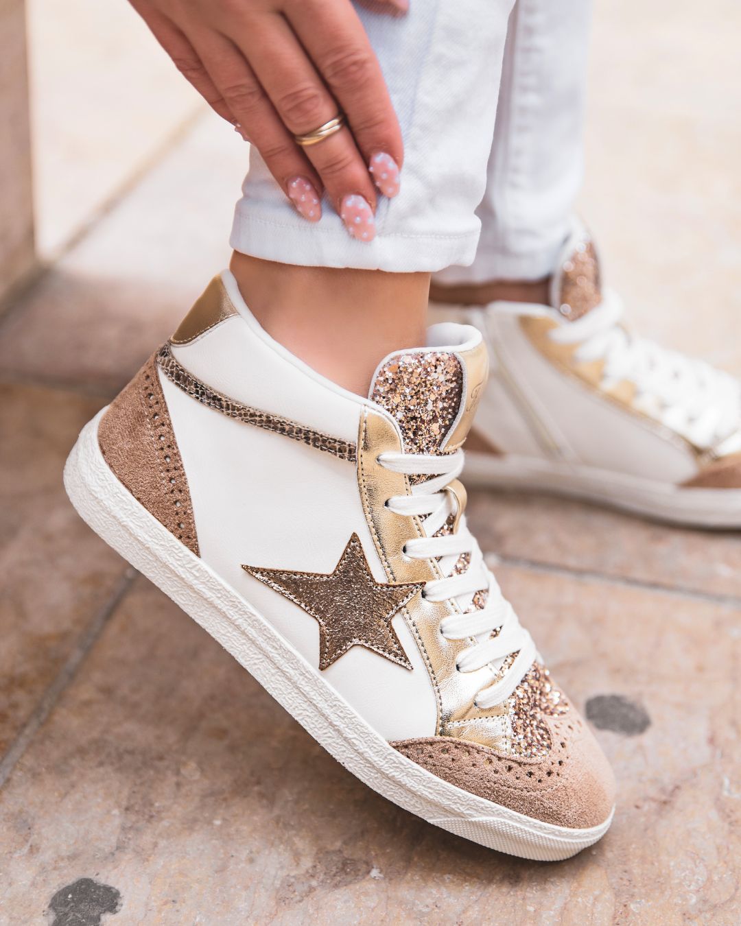 Basket femme étoile camel montante - Nelya