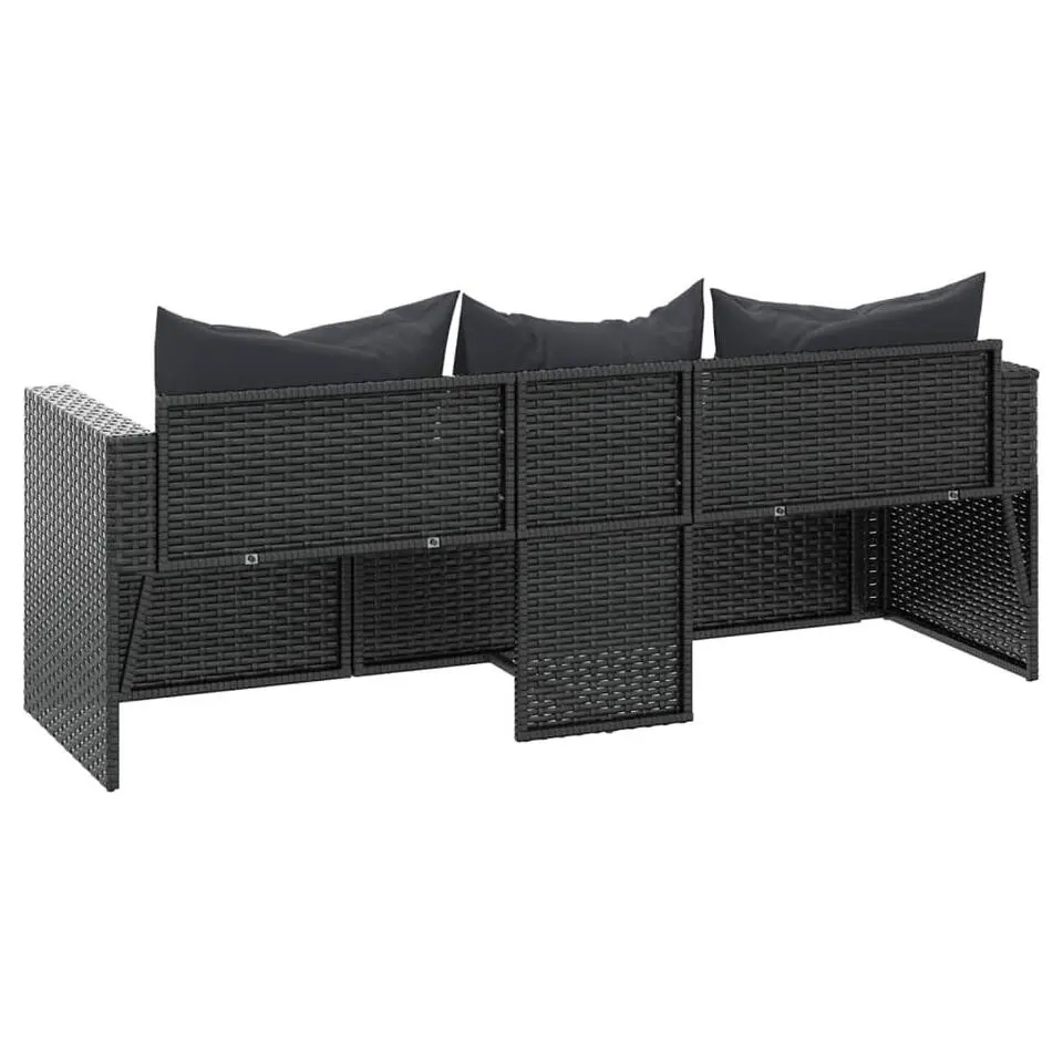 vidaXL - 3-zits Tuinbank - Zwart - Poly rattan