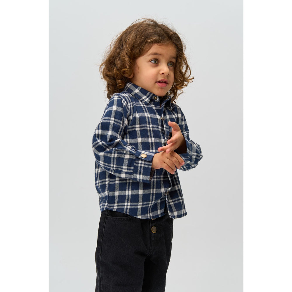 Køb THE NEW Siblings Navy Blazer Check Riggs L_S Flannel Skjorte