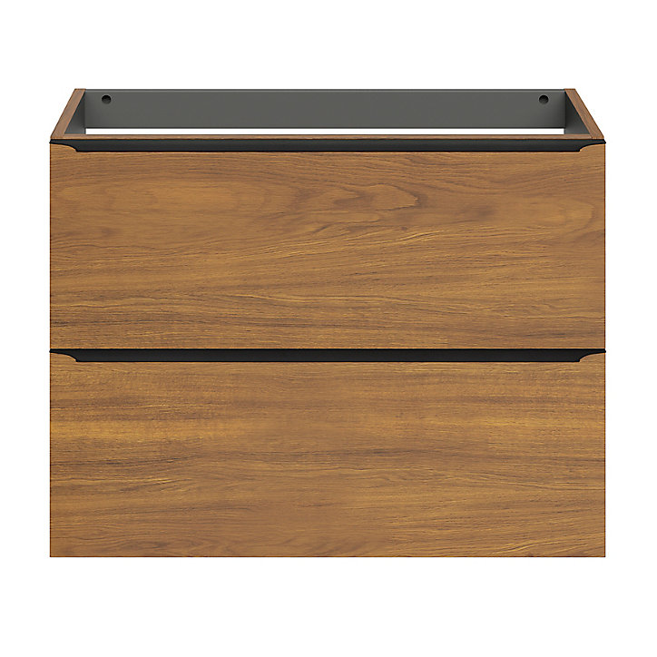 Meuble sous vasque faible profondeur à suspendre GoodHome Imandra décor noyer L. 80 x H. 60 x P. 36 cm