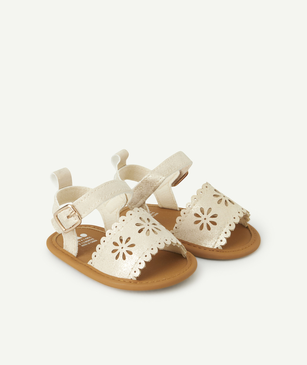 CHAUSSONS STYLE SANDALES BÉBÉ FILLE COULEUR DORÉE AJOURÉS