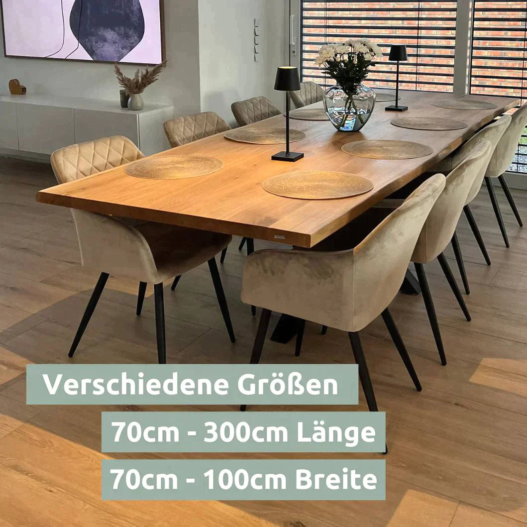 holz4home® Tischplatte 120cm x 70cm mit Baumkante aus massiver Eiche