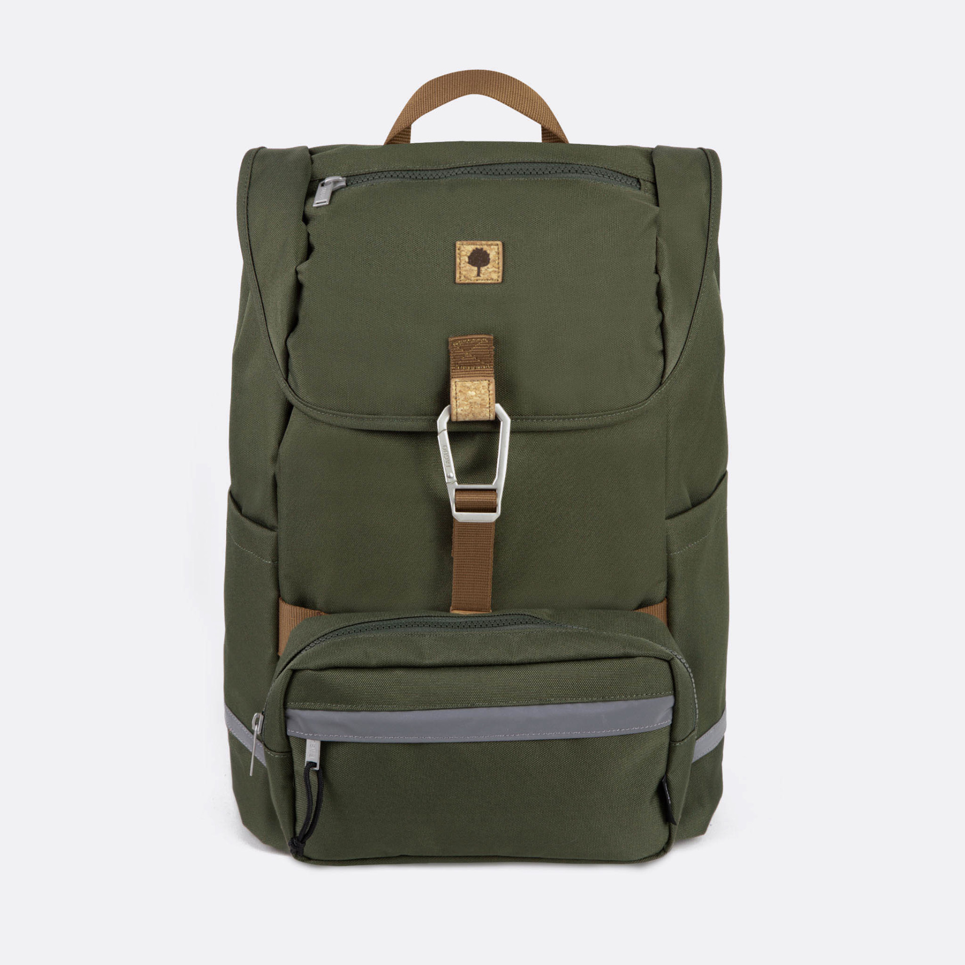 Sac à dos kaki végan en polyester recyclé - modèle Level up