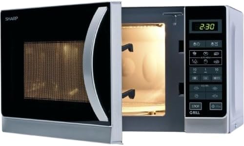 Sharp R642INW Mikrowelle / 2-in-1 Grill-Kompakt-Mikrowellengerät/Tageszeitanzeige/Kindersicherung